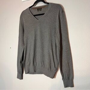 Massimo Dutti V-Neck Sweater Mens Size Medium Cotton Silk Cashmere Elbow Patches